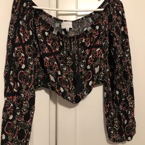 Kendall and Kylie Crop Top Long Sleeve Off Shoulde